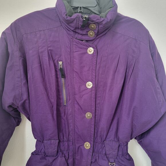 Obermeyer Snow‎ Suit Skiwear Purple Women Sz 10 Hayward Wool Blend Thick Stirrup - Picture 4 of 16